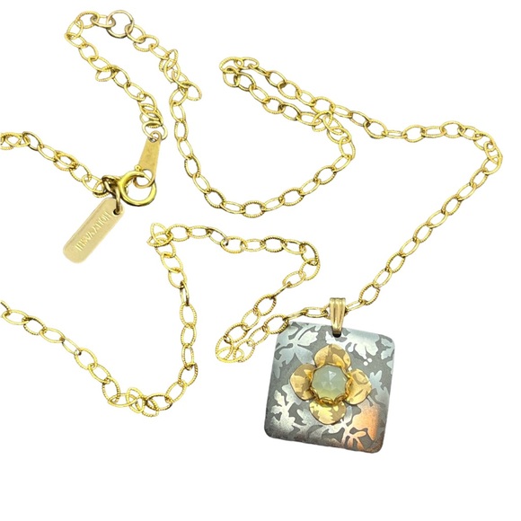 holly yashi Jewelry - Holly Yashi niobium handmade gold tone oval link chain necklace flower pendant
